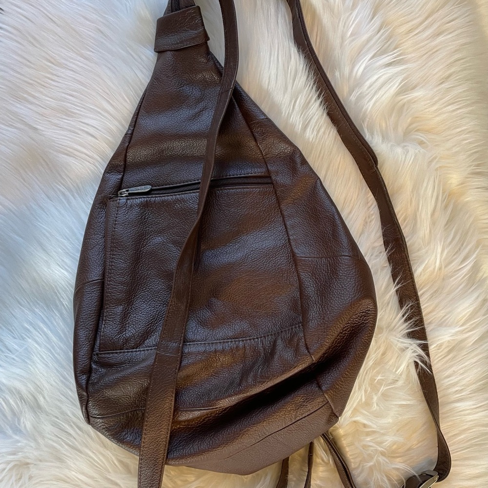A.P.C. Brown Leather Convertible Backpack